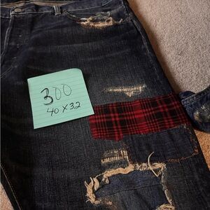 Polo Ralph Lauren Men's Slim Jeans with Red Plaid Accent